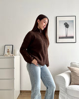 Strickjacke mit Zipper Dunkelbraun