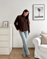 Strickjacke mit Zipper Dunkelbraun
