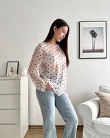 Longsleeve Mesh Dots Creme/Braun
