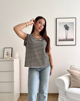 Gestreiftes Strick Top Schwarz