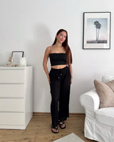 Feine Plissee Hose Schwarz