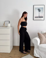 Feine Plissee Hose Schwarz