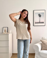 Gestreiftes Strick Top Beige