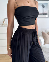 Feine Plissee Hose Schwarz