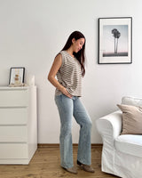 Gestreiftes Strick Top Taupe