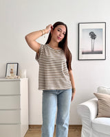 Gestreiftes Strick Top Taupe