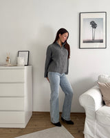 Strickjacke mit Zipper Grau