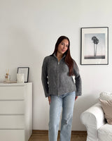 Strickjacke mit Zipper Grau