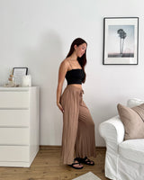 Feine Plissee Hose Camel