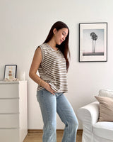 Gestreiftes Strick Top Taupe