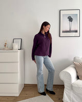 Strickjacke mit Zipper Lila