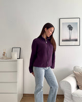 Strickjacke mit Zipper Lila