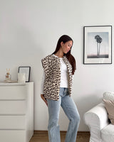 Steppweste mit Leomuster Beige/Hellbraun