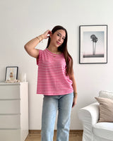 Gestreiftes Strick Top Pink/Rosa