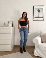 Mom Jeans Cut Blau