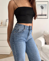 Mom Jeans Cut Blau