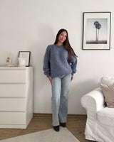 Oversized Strickpullover Taubenblau