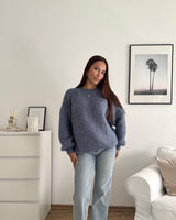 Oversized Strickpullover Taubenblau
