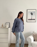 Oversized Strickpullover Taubenblau