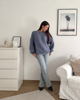 Oversized Strickpullover Taubenblau