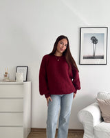 Oversized Strickpullover Weinrot