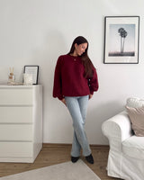 Oversized Strickpullover Weinrot