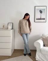 Oversized Strickpullover Taupe