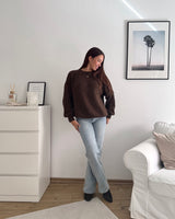 Oversized Strickpullover Braun