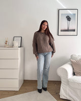 Oversized Strickpullover Hellbraun