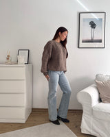 Oversized Strickpullover Hellbraun