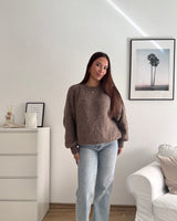 Oversized Strickpullover Hellbraun