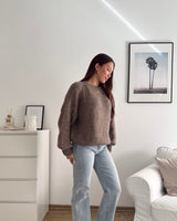 Oversized Strickpullover Hellbraun
