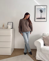 Oversized Strickpullover Hellbraun