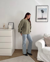 Oversized Strickpullover Olive