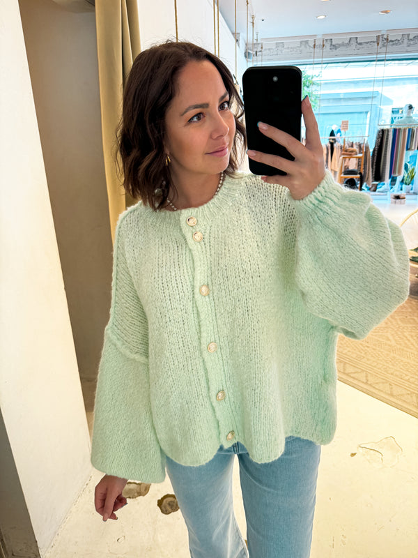 Kurze Oversized Strickjacke Mint