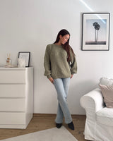 Oversized Strickpullover Olive