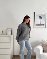 Oversized Strickpullover Dunkelgrau
