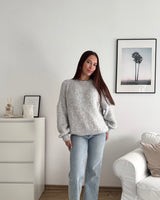 Oversized Strickpullover Hellgrau