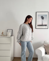Oversized Strickpullover Hellgrau