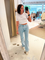 Ines Cropped Baby Tee White Black Gum