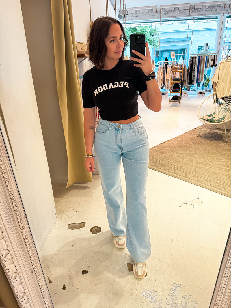 Jenna Cropped Baby Tee Black