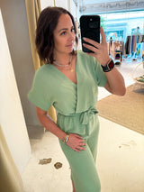 Jumpsuit mit Gürtel Mint