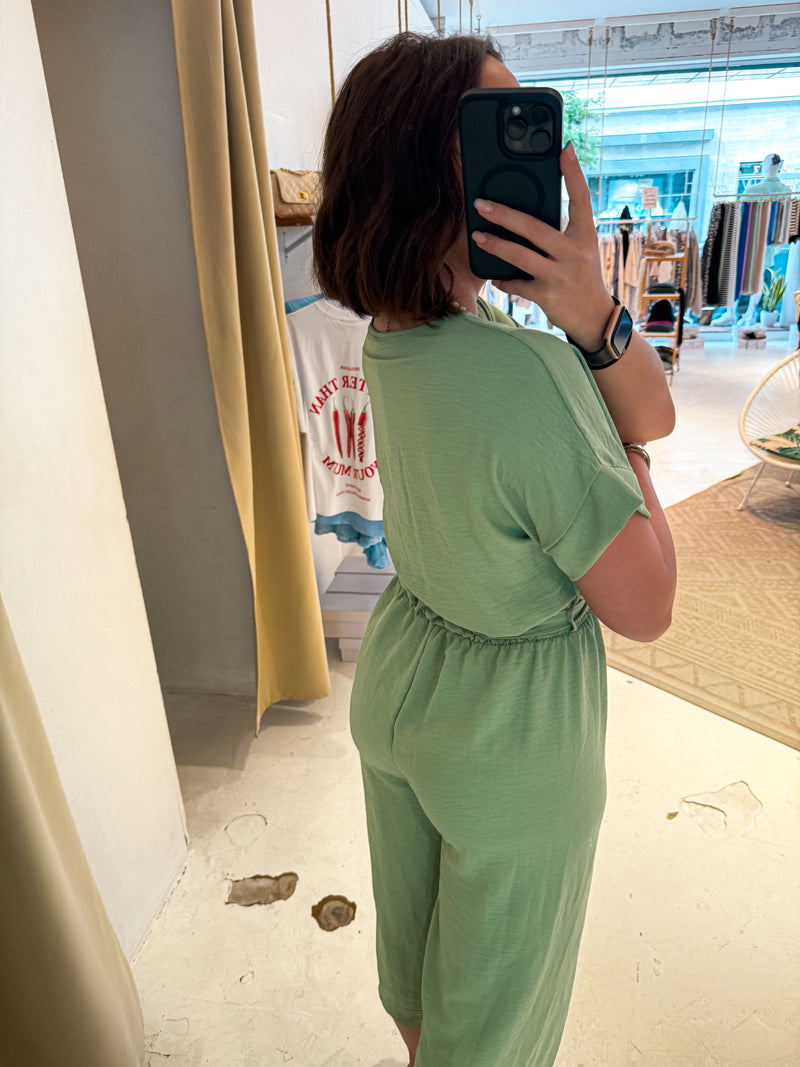 Jumpsuit mit Gürtel Mint