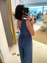 Plissee Jumpsuit Taubenblau