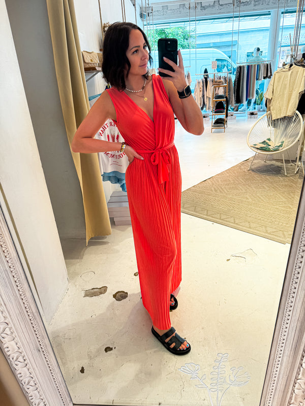 Plissee Jumpsuit Orange