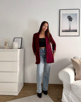 Blazer mit Leomuster Weinrot
