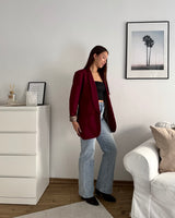 Blazer mit Leomuster Weinrot