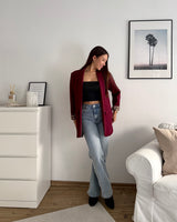 Blazer mit Leomuster Weinrot
