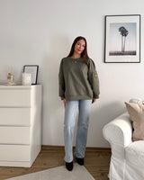 Sweater mit Patch Olive
