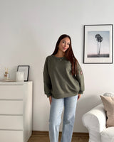 Sweater mit Patch Olive
